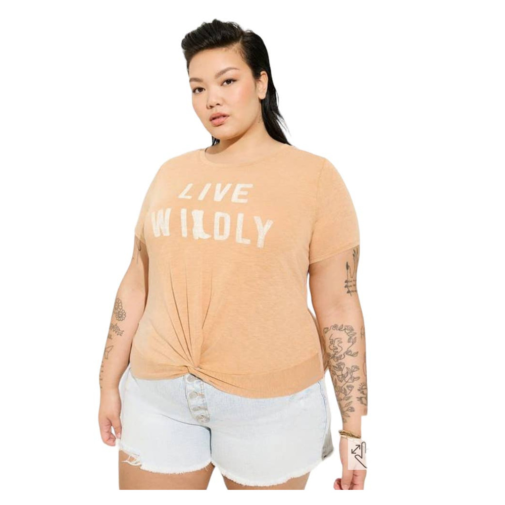 New Torrid Super Soft Knits Womans Sz 5X Shirt Live Wildly Twist Front Crop NWT